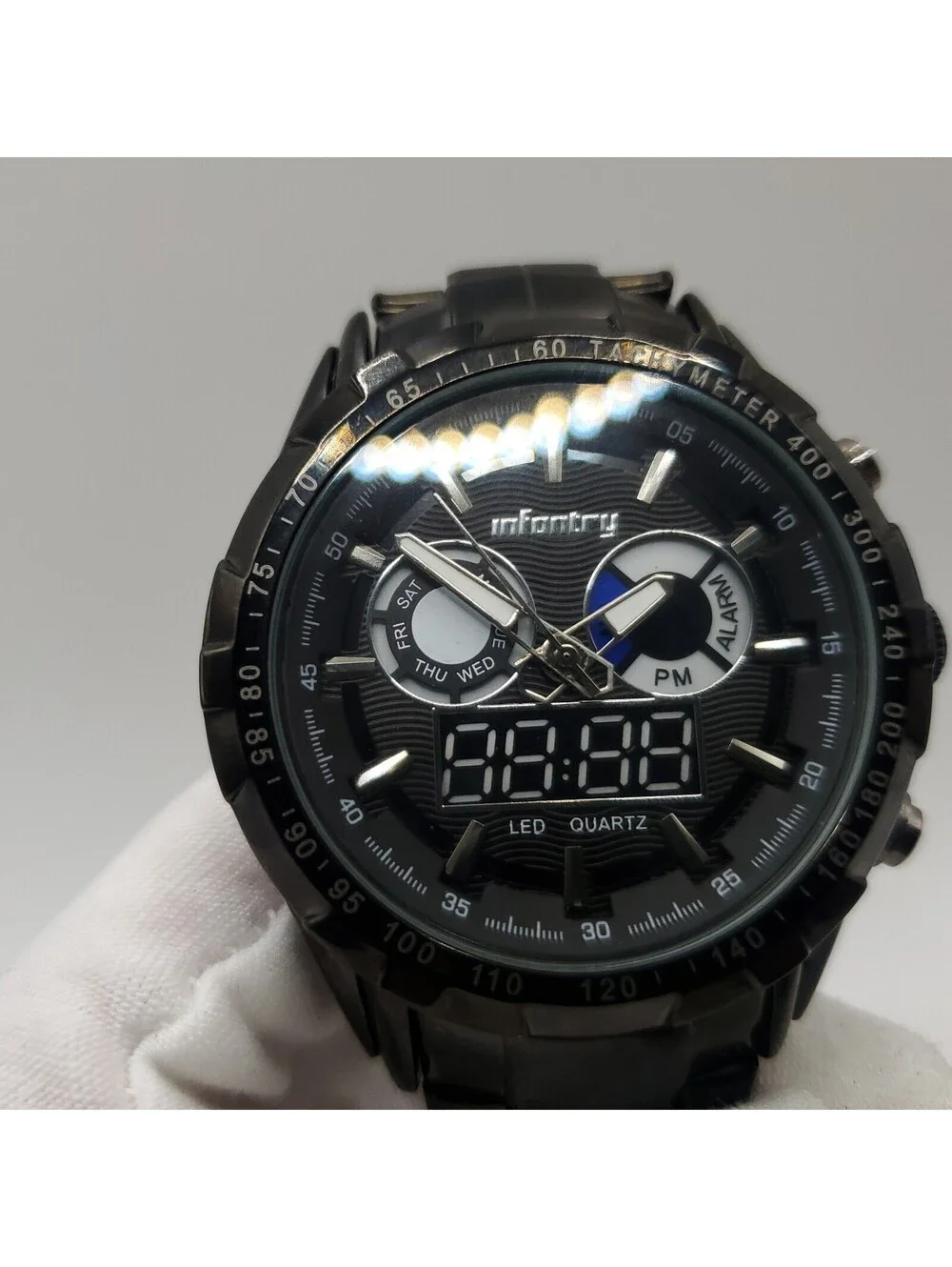 Infantry Dual Time Zone 45mm Mens Digital Analog Watch New Batteries